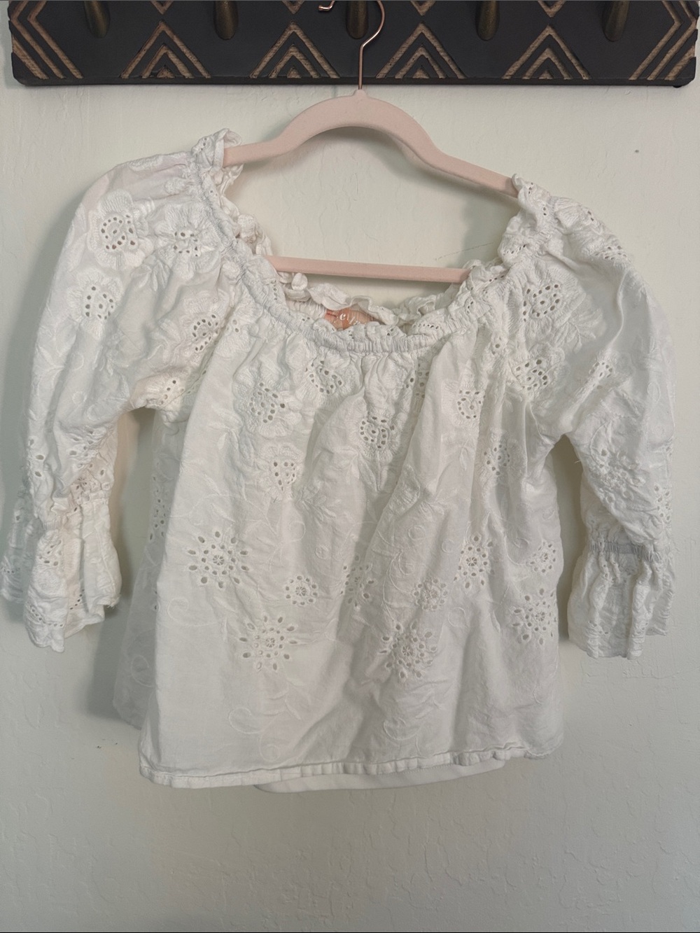 White Eyelet Peasant Top - Women, size S